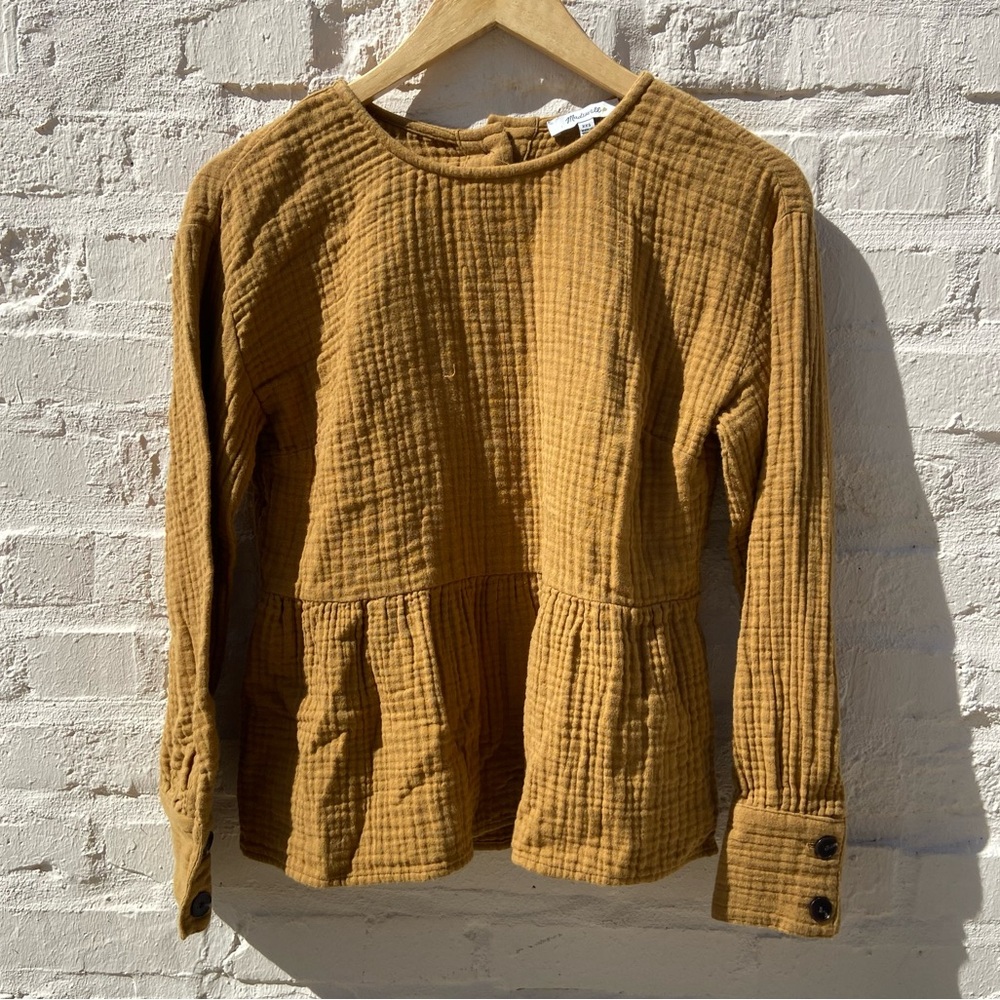 Madewell | Lightspun Button-Back Peplum Top | XXS